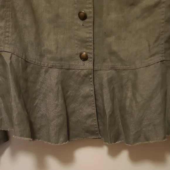 INC International Concept Army Green Linen Embellished Utility Jacket - Picture 6 of 10
